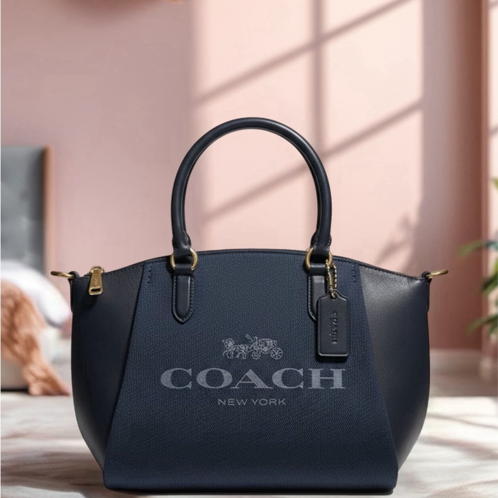 Coach Denim and Leather Elise Satchel - Picture 2 of 9